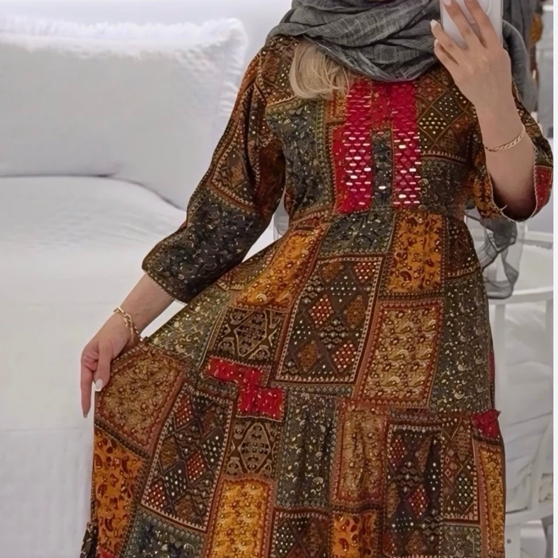 پیراهن کورتی هندی چهل تیکه آیینه کاری شده