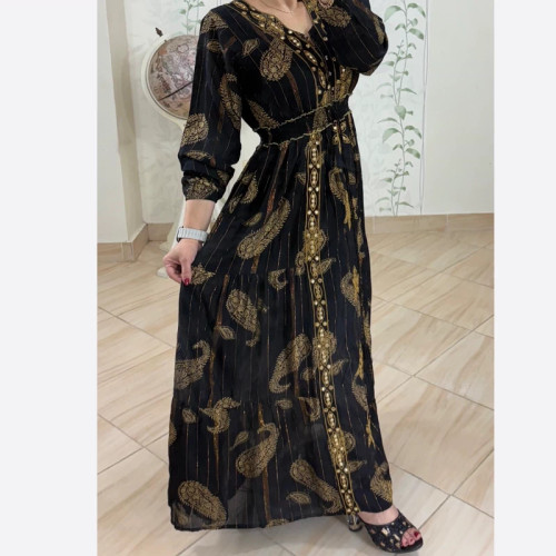 پیراهن مشکی کریشه طلاکوب