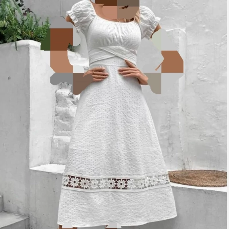 پیراهن زنانه یقه دلبری سفید | ابر شاپ